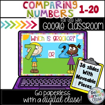 Preview of Comparing numbers 1-20 for Google Classroom Distance Learning