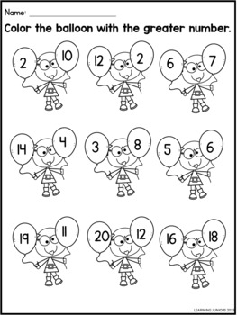 comparing numbers worksheets by learning juniors tpt