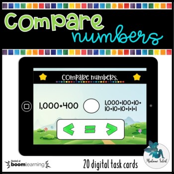 Preview of Comparing numbers (3-4 digits) + expanded form BOOM CARDS