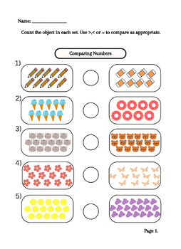 Comparing numbers, Greater than less than and equal to - Freebie