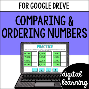 Preview of Comparing and ordering numbers 3rd grade for Google Classroom