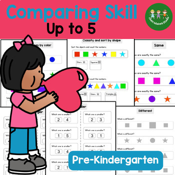 Preview of Comparing number up to 5  Math Worksheet for Pre-k