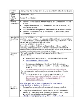 Preview of Comparing the Chinese Civil Service Exam to US Educational Exams