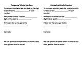 Comparing whole numbers notes for notebook