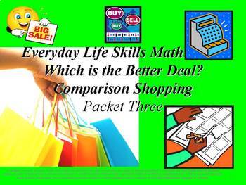 Preview of Comparison Shopping: Everyday Life Skills Math Series: Packet Three