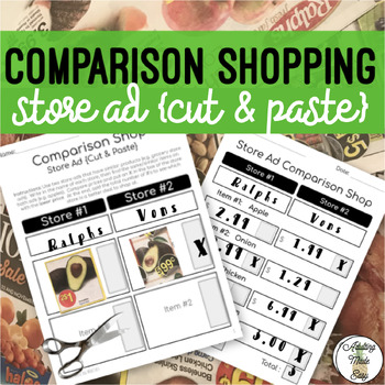 Preview of Comparison Shopping - Store Ad {Cut & Paste} Worksheets