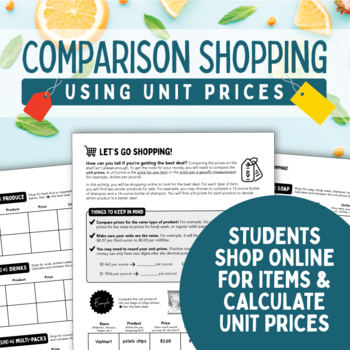 Preview of Comparison Shopping using Unit Prices: Let's Go Shopping to find the best deal