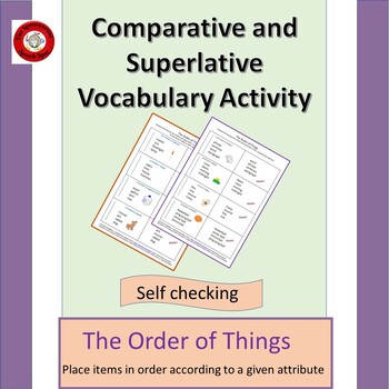 Preview of Comparison and Superlative Vocabulary Activity; The Order of Things