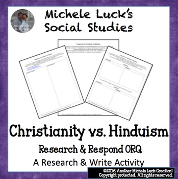 Preview of Comparison of Christianity to Hinduism Research ORQ