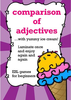 Preview of Comparison of adjectives for young learners, ESL - the ice cream game ENGLISH