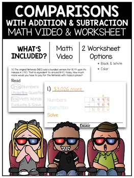 Preview of 4.NBT.4: Comparisons With Addition & Subtraction Math Video & Worksheet