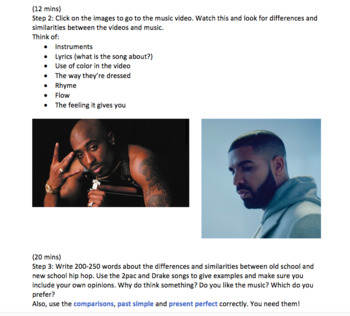 Preview of Comparisons writing activity - hip hop music
