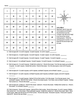 Preview of Compass Rose-Absolute Location Grid Activity