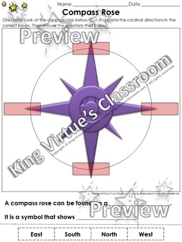 Preview of Compass Rose Cut and Paste Activity - Cardinal Directions - Map Skills