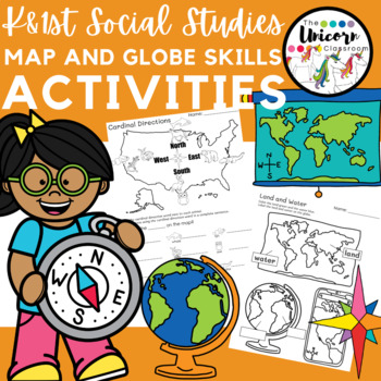 Preview of Compass Rose Map and Globe Skills Activity Worksheets