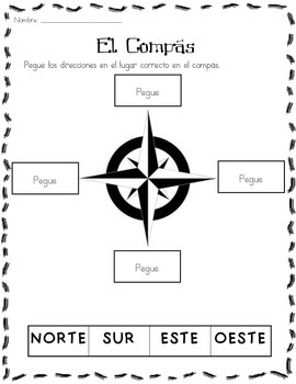 Compass and Cardinal direction (English and Spanish) by La Maestra B
