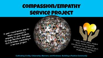 Preview of Compassion/Empathy Service Project (using literature to build kindness, helpful)