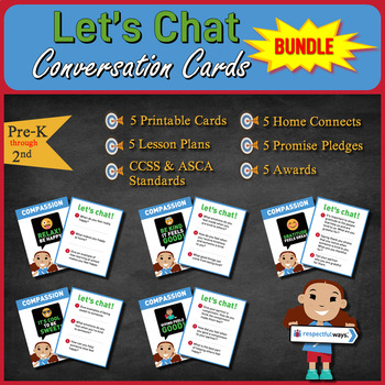 Preview of SEL Distance Learning | Compassion | Let's Chat Conversation Cards BUNDLE!! PK-2