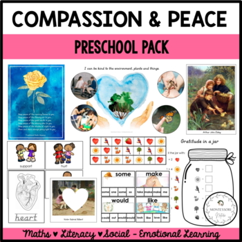 Preview of Compassion and Peace Preschool Pack Valentine's Day Montessori
