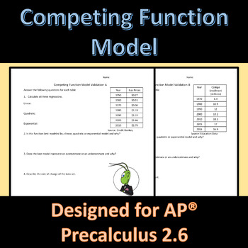 Preview of Competing Function Model Validation AP® Precalculus 2.6 Worksheet