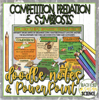 Preview of Competition, Predation & Symbiosis Doodle Notes & Quiz + PowerPoint