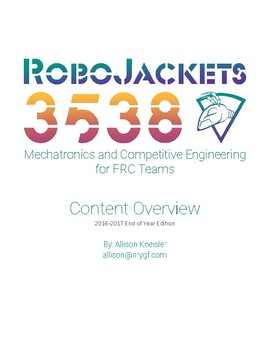 Preview of 2016-2017 Edition Competitive Robotics Lesson Outline for FIRST (FRC) Teams