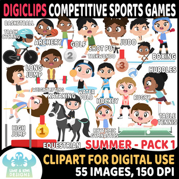 Preview of Competitive Sports Games - Summer Pack 1 DigiClips, Movable Digital Pieces