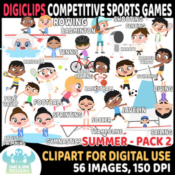 Preview of Competitive Sports Games - Summer Pack 2 DigiClips, Movable Digital Pieces