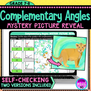 Preview of Complementary Angles Self-Checking Digital Mystery Picture Art Reveal