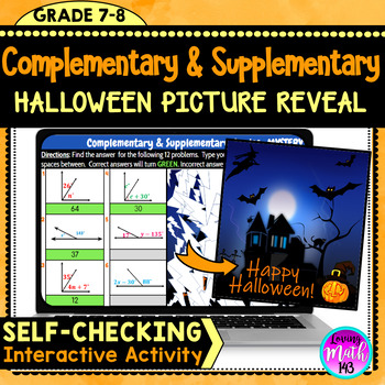 Preview of Complementary & Supplementary Angles Halloween Mystery Art Reveal