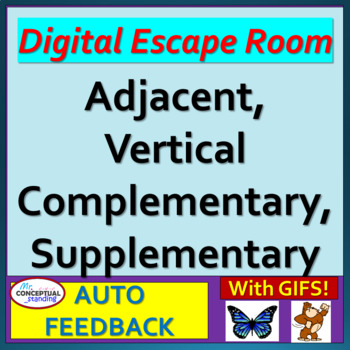 Preview of Complementary, Supplementary, Vertical & Adjacent Angles | ESCAPE ROOM BUNDLE