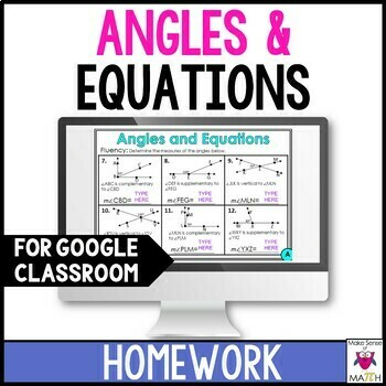 Preview of Complementary Supplementary & Vertical Angles Worksheets Google Classroom