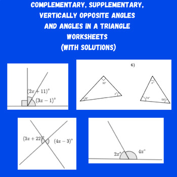 Preview of Complementary, Supplementary, Vertically Opposite Angles and angles in a triangl