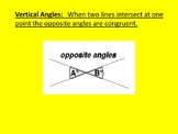 Complementary, Supplementary, and Vertical Angles