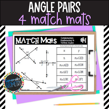 Preview of Complementary Supplementary Vertical Angles - Angle Pairs Activity