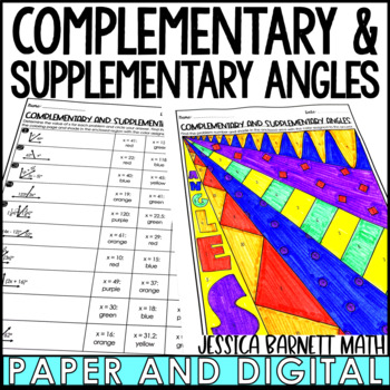 Complementary and Supplementary Angles Activity Coloring Worksheet