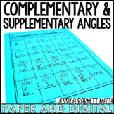 Complementary and Supplementary Angles Activity Maze Worksheet