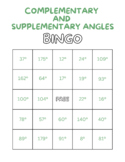 Complementary and Supplementary Angles Bingo- Small Group