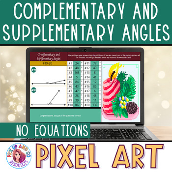 Preview of Complementary and Supplementary Angles Christmas Math Pixel Art