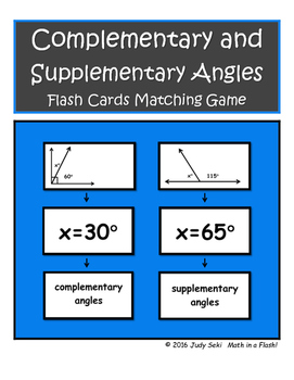 Preview of Complementary and Supplementary Angles Flash Cards Matching Game