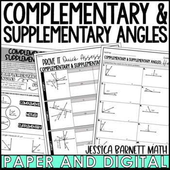 Preview of Complementary and Supplementary Angles Guided Notes Homework Warm Ups