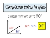 Complementary and Supplementary Angles Mini Poster