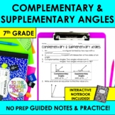 Complementary and Supplementary Angles Notes & Practice | 