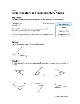 unit 6 geometry homework 3 complementary and supplementary angles