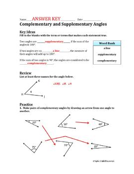 homework practice complementary and supplementary angles