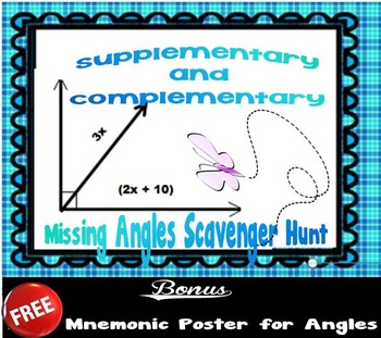 Preview of Complementary and Supplementary Missing Angles Scavenger Hunt