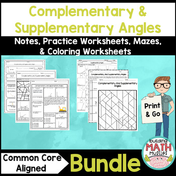 Preview of Complementary and Supplementary Angles Bundle: Notes and Practice Activities