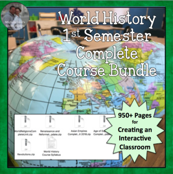 Preview of World History Complete 1st Semester Package Plans, Activities CCSS Bundle