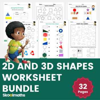 Preview of Complete 2D and 3D Shapes Kindergarten Worksheet Packet