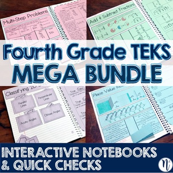 Preview of 4th Grade TEKS Interactive Notebook Activities & Quick Check MEGA BUNDLE